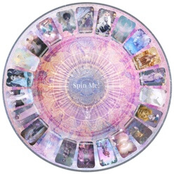 A tarot wheel with many cards