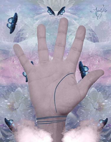 Palmistry life line joins the bracelets