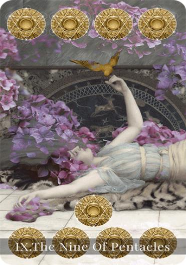 The Nine of Pentacles tarot card